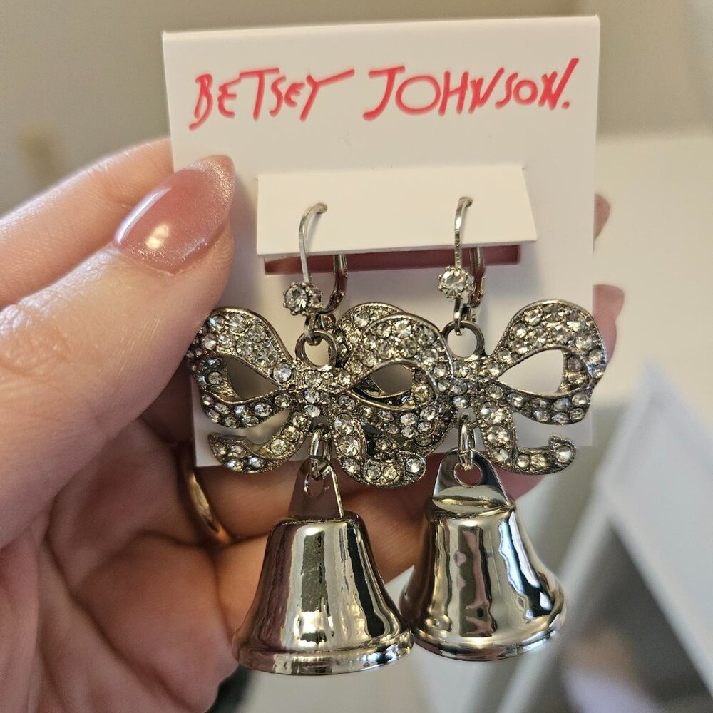 Betsey Johnson Prenup Bells Wedding Bells Crystal Earrings